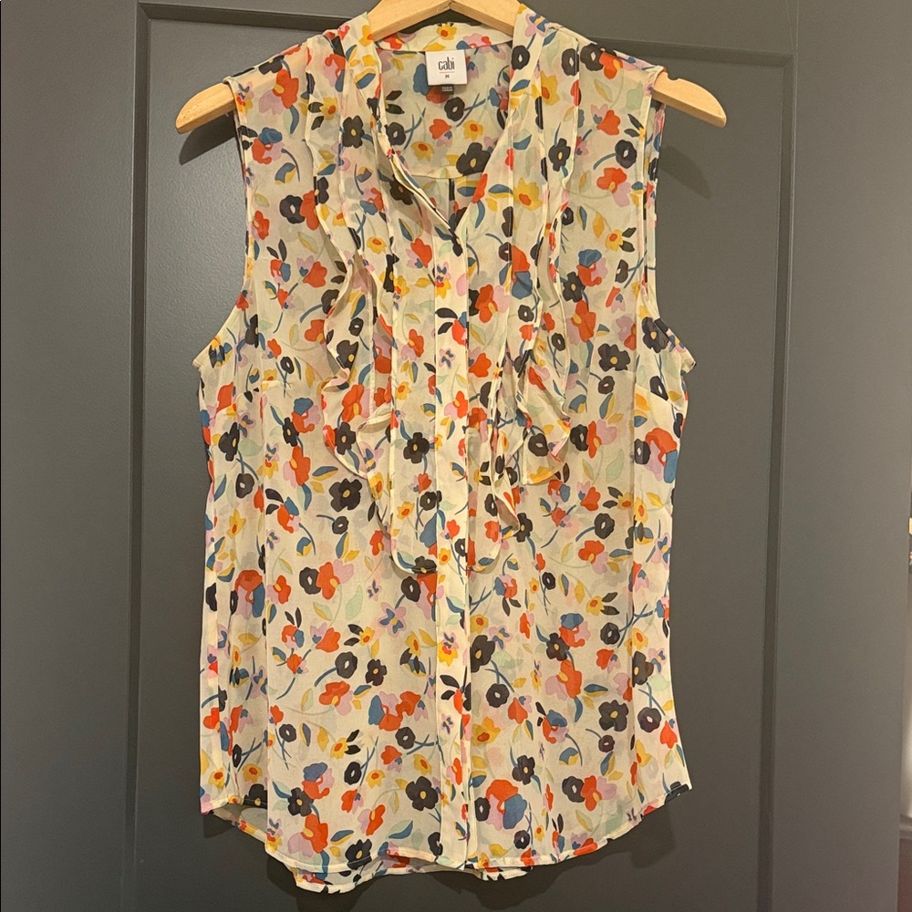 CAbi Ruffle Sleeveless Blouse
